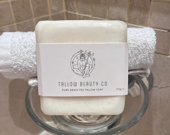 ORGANIC PURE TALLOW,  100% Grass-fed and finished Beef Tallow moisturising Soap.