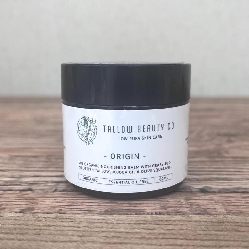 ORGANIC Whipped Grass-Fed beef Tallow face & body Cream With cold pressed organic Jojoba Oil | best Seller unscented balm. 60 Milliliters