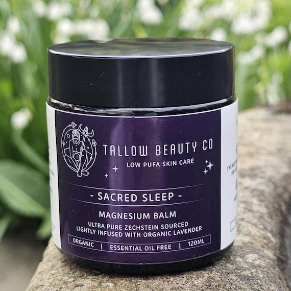 Magnesium Pure ORGANIC TALLOW  balm, lightly infused with Organic Lavender  100% Grass-Fed Beef Tallow. ZEICHSTEIN ultra pure sourced