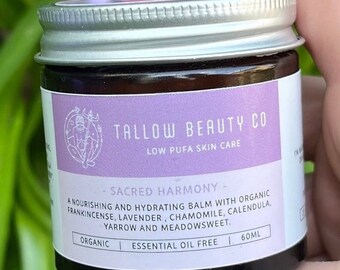 Sacred Harmony. Organic 100% Grass fed whipped infused Botanical Tallow balm.