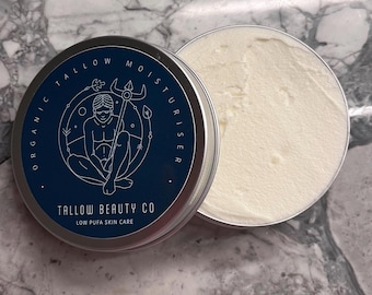 Crema facial y corporal de sebo de res orgánica alimentada con pasto, batida, con aceite de jojoba orgánico prensado en frío / bálsamo sin perfume más vendido.