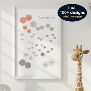 Modern Family Tree Maker / Stampa oggi / 1 acquisto = centinaia di disegni + 10 esportazioni PDF / Download istantaneo / Stanza dei bambini / Regalo di nascita del bambino