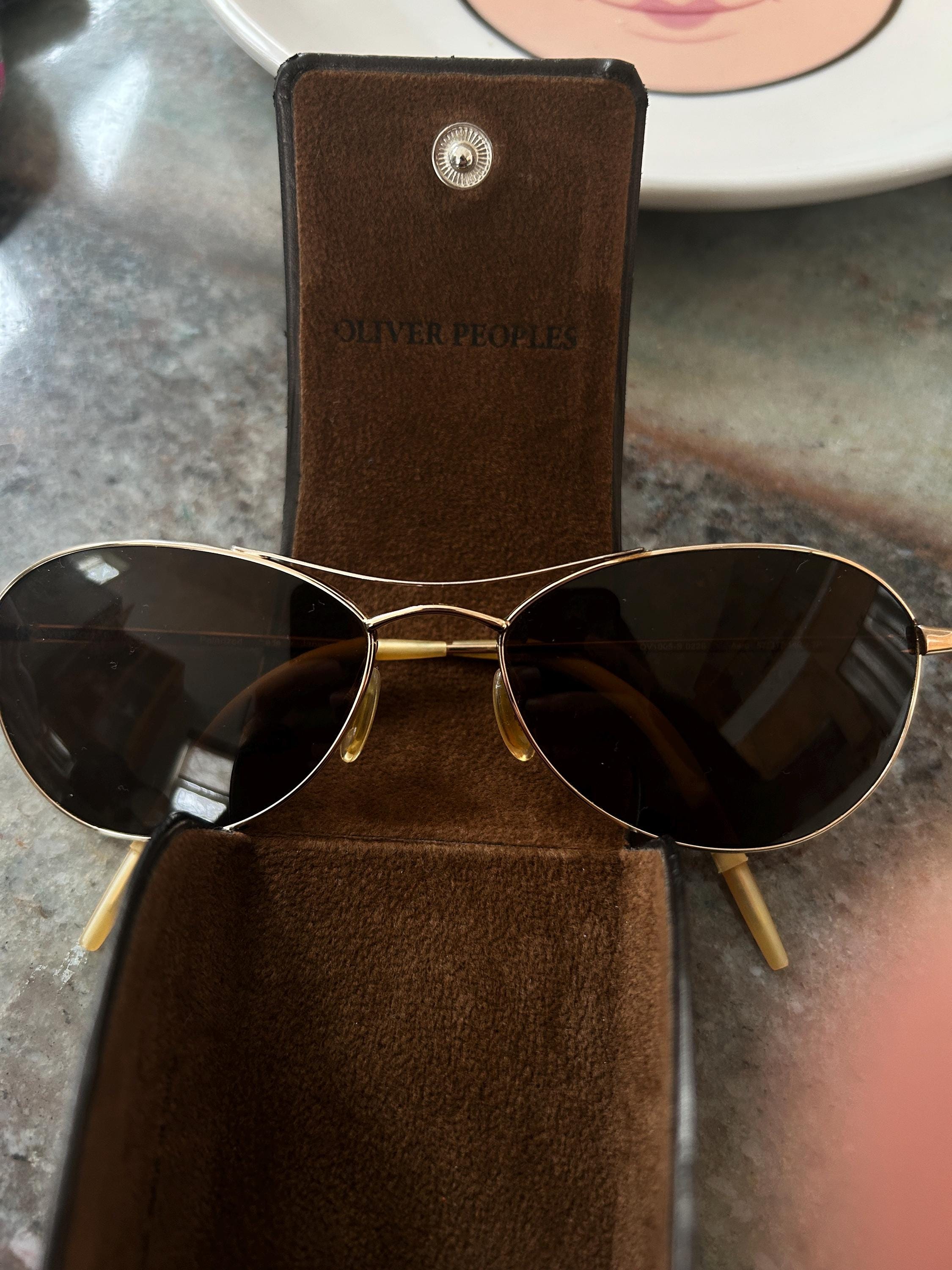 Oliver Peoples Sunglasses Harlot Oversized Dark Brown/Gold 64-15-130 Case Japan Oliver Peoples Sunglasses 64-15-130 Harlot IS Made... | Depop main image 3
