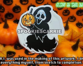 Glow in the Dark Vintage Halloween Ghostface Vinyl Sticker