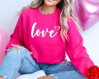 Suéter de amor de San Valentín para mujer, sudadera de amor para ella, camiseta de San Valentín, regalo de San Valentín para ella, sudadera con corazón, camiseta de amor