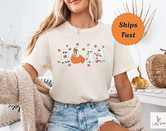 Cute Ghosts Reading Books Shirt, Ghost Pumpkin Sweatshirt, Bookish Halloween Shirt, Librarian Tee, Teacher Sweatshirt, Fall Sweatshirt