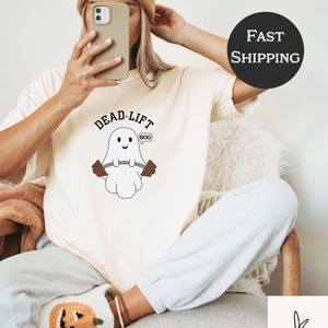 Comfort Colors Ghost Deadlift Shirt, Dead-Lift Shirt, Funny Ghost Shirt, Gym Bro Shirt, Halloween Gym Shirt, Fitness Lover Shirt. Ghost tee