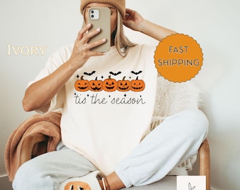 Camiseta de calabaza de colores cómodos, camiseta de Jack-O-Lantern, camiseta de temporada espeluznante, camisetas de otoño, camiseta de calabaza de Halloween, camiseta de Halloween, camiseta de calabaza,
