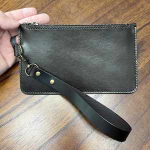 Dark Brown Leather Clutch Purse