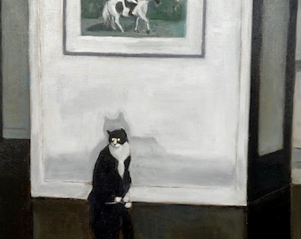 Lámina artística de gato de esmoquin, elegante decoración de pared de galería