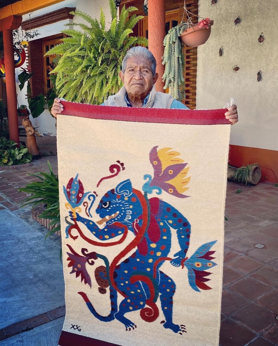 Handwoven Colorful Wool Zapotec Rug From Teotitlan Del Valle, Oaxaca ...