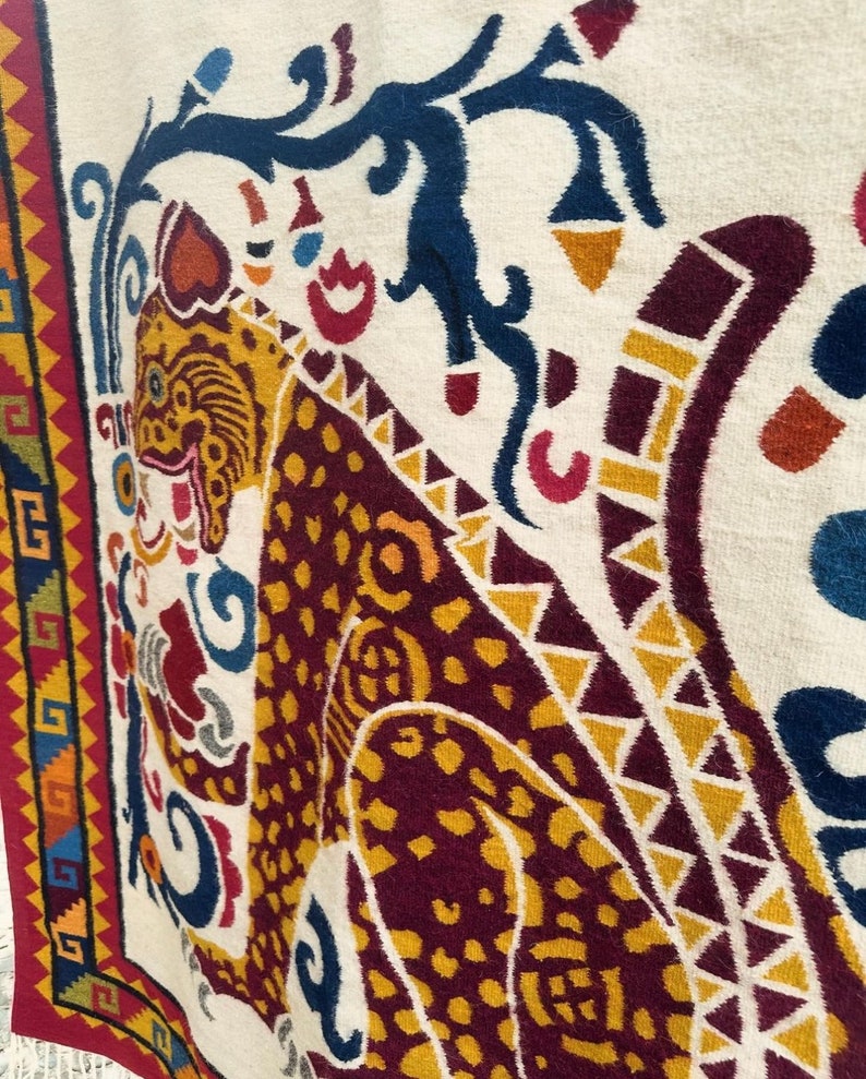 Handwoven Colorful Wool Zapotec Rug From Teotitlan Del Valle, Oaxaca