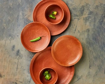 Authentic Handmade Oaxacan Barro Rojo Plates: Traditional Mexican Pottery for Your Dining Table