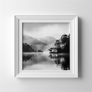 Lake Windermere Lake District District Black and White Fine Art Un-Framed Landscape Print of the The Lake District National Park