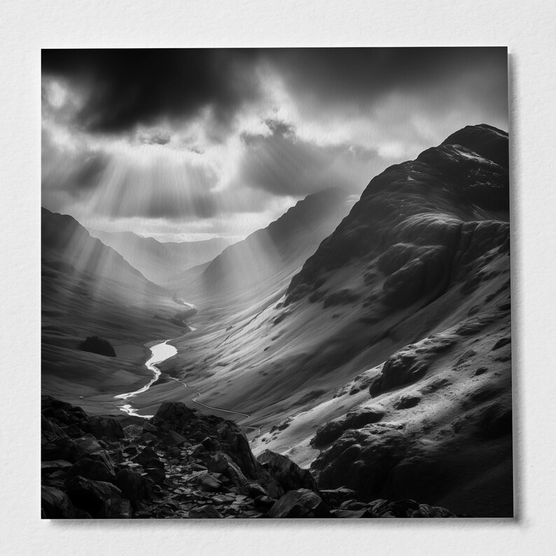 Scafell Pike Peak District Fine Art Black and White Landscape Print of ...