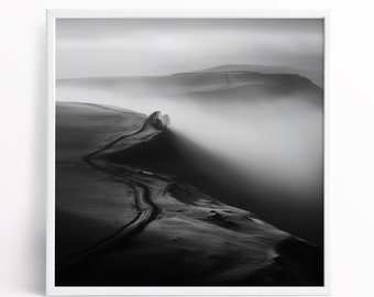 Impression fine art paysage Peak District en noir et blanc du parc national de Peak District
