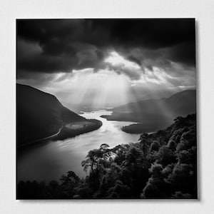 Lake Windermere Lake District District Black and White Fine Art Un-Framed Landscape Print of the The Lake District National Park
