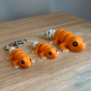 Baby Leopard Gecko - Flexi Articulated Fidget Toy - Gifts for Reptile Fan - Desk Toy Accessory - Keychain Charm - 3D Printed - Zou3D