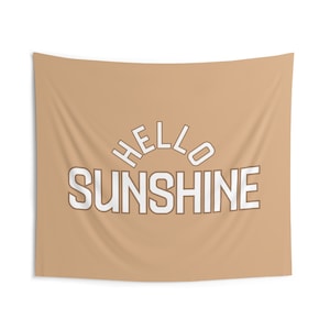 Hello Sunshine Wall Tapestry, Kid, Newborn, Children room decor, playroom flag, bedroom wall art, baby room ideas, simple nursery decoration