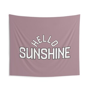 Hello Sunshine Wall Tapestry, Kid, Newborn, Children room decor, playroom flag, bedroom wall art, baby room ideas, Baby shower checkered