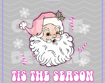 Papá Noel rosa png, Papá Noel png, Es la temporada png, Bastón de caramelo png, Papá Noel retro, Sublimación de Papá Noel rosa, Papá Noel, Navidad png, Descarga digital