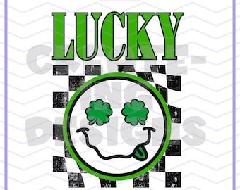 Lucky Png, Lucky, Lucky Png, Día de San Patricio Png, Cuadros Verdes Png, Camisa de la Suerte, Smiley de la Suerte Png, Descarga Digital de Sublimación