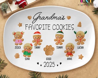 Personalized Family Christmas Plate, Grandma’s Favorite Cookies Plate, Custom Gingerbread Plate, Christmas Gift, Keepsake Gift, Gift for Her