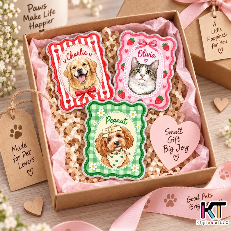 Personalized Pet Portrait Fridge Magnet, Custom Dog Cat Photo Magnet ...