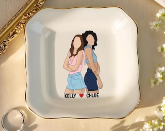 Personalized Bestie Photo Trinket Dish, Photo Jewelry Holder, Friendship Trinket Tray, Gift for Best Friend or Sister, Friendship Keepsake