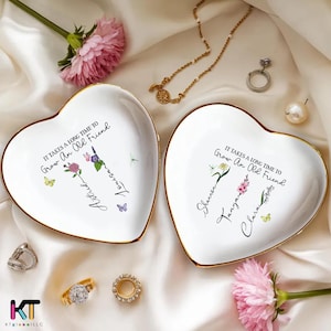 Personalized Birth Month Flower Jewelry Dish – Elegant Trinket Holder for Rings & Accessories