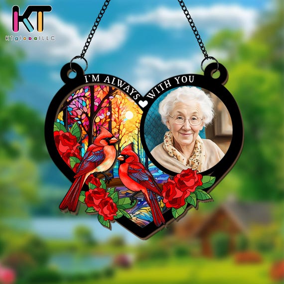 thumbnail image 2 of Personalized Memorial Suncatcher Ornament – Custom Photo Window Hanging, Sympathy Gift 2 of 9
