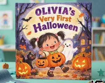 Personalized First Halloween Book for Baby, Custom Name Storybook, Boo Basket Filler, Baby Girl Boy Halloween Keepsake Gift