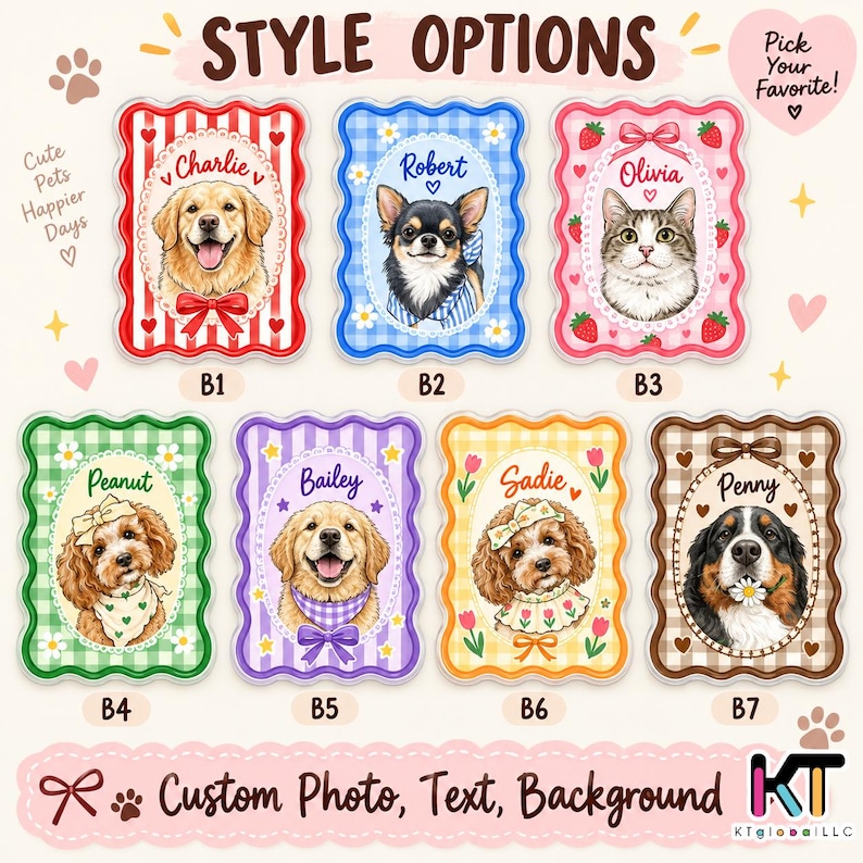 Personalized Pet Portrait Fridge Magnet, Custom Dog Cat Photo Magnet ...