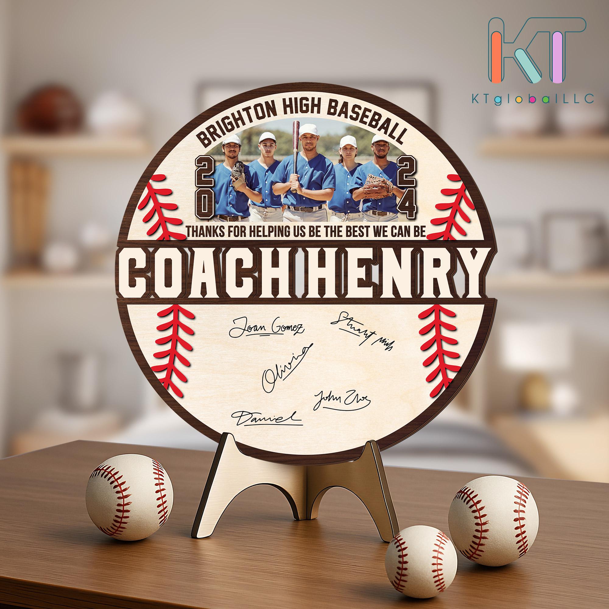 Personalized Baseball Coach Gift, Thank You Gift, Custom Photo Plaque, End of Season Keepsake, Coach’s Name, Photo, and Team Thanks