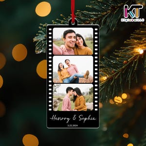 Custom Photo Strip Ornament, Photo Ornament, Custom photos Ornament Name, Acrylic Stocking Tag, Couple Ornament, Family Photo, Bestie Gift