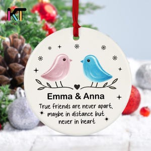 Custom 2D Flat Sea Glass Friendship Ornament: True Friends Never Apart Quote, Ceramic Sea Glass Keepsake 2025