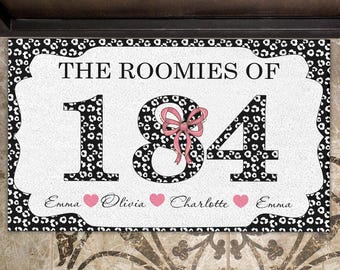 Personalized Dorm Room Doormat, Custom Name and Room Number Mat, Roommate College Decor, Welcome Mat, Student Dorm Decor, Roommate Gift