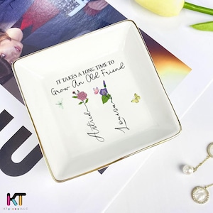 Custom Birth Month Flower Trinket Dish – Unique Birthday Gift for Women & Bridesmaids
