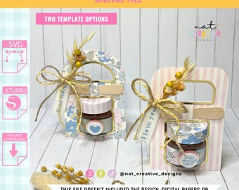 Mini Hazelnut Jar Purse Box 02 / Wooden Spoon Template, Digital File, SVG & .Studio files, Silhouette cut files, Cricut cut files