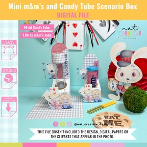 Mini m&m's et modèle de boîte de scénario de tube de bonbons, fichier numérique, fichiers SVG et .Studio, fichiers de coupe Silhouette, fichiers de coupe Cricut