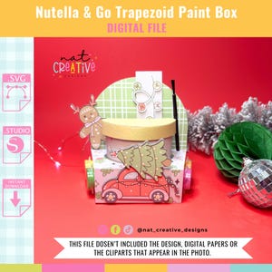 Plantilla de caja de pintura trapezoidal Nutella & Go, archivos SVG y .Studio, archivos de corte Silhouette, archivos de corte Cricut