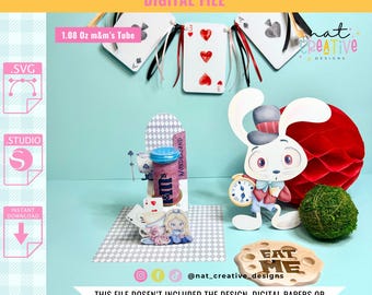 Mini m&m's Scenario Box, MM Box Template, Chocolate Box file, Chocolate Tube Box Template, Silhouette cut files, Cricut cut files