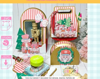 Christmas Collection 03 Box Templates, SVG and .Studio files, Silhouette cut files, Cricut cut files