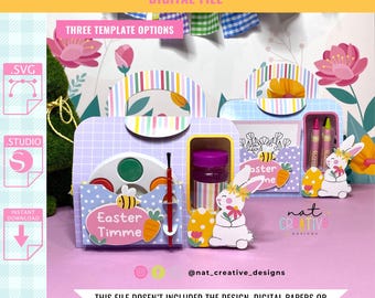 Watercolor Paint & Activity Coloring Suitcase Box Template, SVG and .Studio files, Silhouette cut files, Cricut cut files