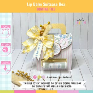 Modèle de boîte de valise de baume à lèvres, fichiers SVG et .Studio, fichiers de coupe silhouette et fichiers de coupe Cricut