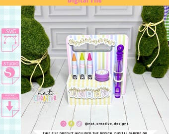 Activity and Coloring Stand Box Template, SVG and .Studio files, Silhouette cut files, Cricut cut files