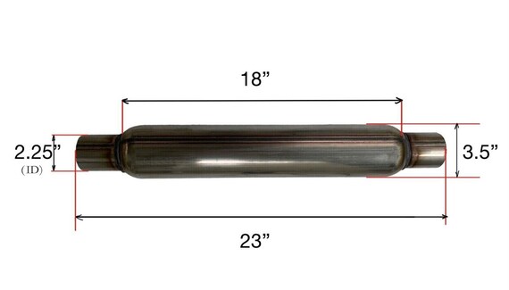 Résonateur Ligne Droite échappement 3" Entrée/sortie - Longueur 9" - Acier Inox Poli Neuf