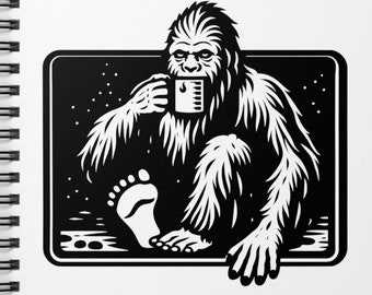 Bigfoot Coffee Spiral Notebook - Ruled Line, White and Black Cover