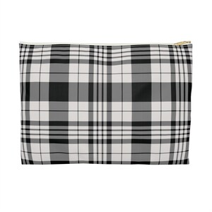 Bolsa para accesorios a cuadros grises, neceser gris y blanco, organizador de viaje, regalo para él o para ella, almacenamiento con estampado a cuadros