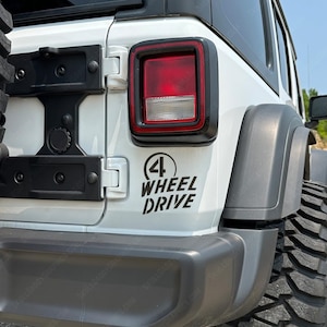 4 Wheel Drive Decal Sticker Compatible with Jeep Willys Sport Wrangler Gladiator Jl Jt Jk Jku Xj 2007-2024
